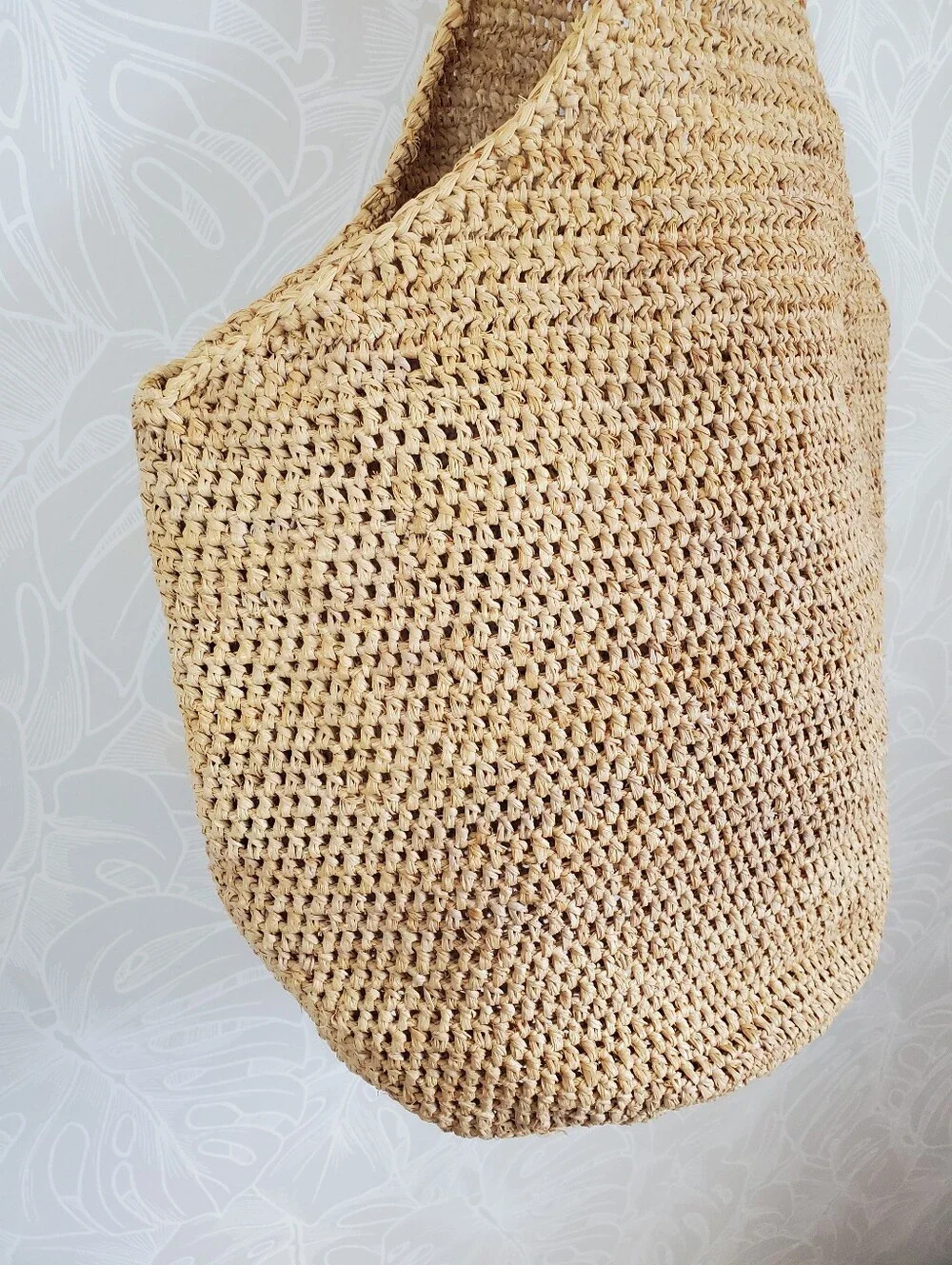 Helen Kaminski Raffia Crochet Sac Hobo Shoulder Bag Natural Beige Tan